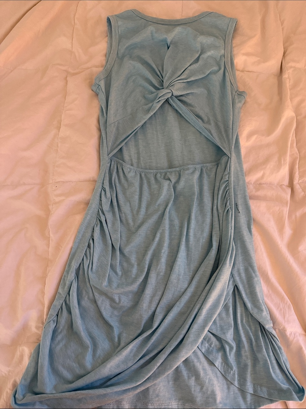 Amazon Light Blue Knot-Back Sleeveless Midi Dress